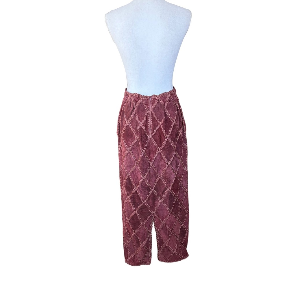 Double D Ranchwear Womens Burgundy Suede Diamond Patchwork Maxi Skirt Size M - Picture 4 of 10